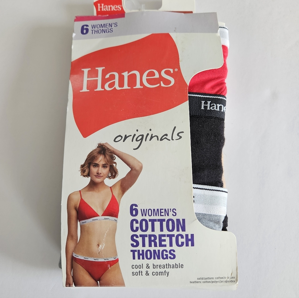 Nwt Hanes 6 Pack Thong Underwear Medium Red Black Gray White